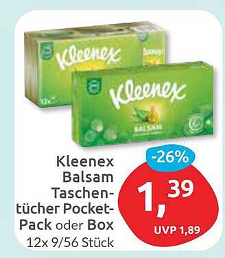 Kleenex Balsam Taschentücher Pocket-Pack oder Box