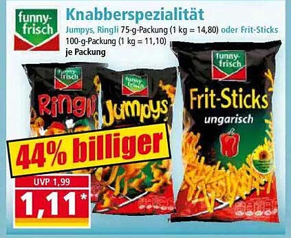 Knabberspezialität: Jumpys, Ringli oder Frit-Sticks