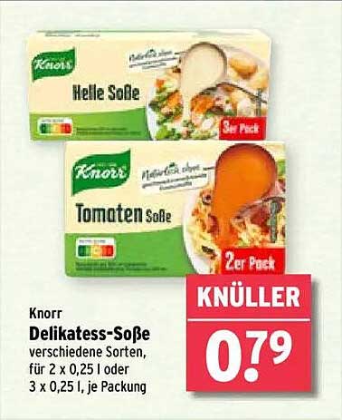 Knorr Delikatess-Soße, verschiedene Sorten, 2 x 0,25 oder 3 x 0,25, je Packung