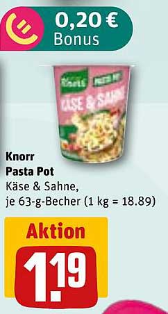 Knorr Pasta Pot Käse & Sahne, je 63-g-Becher