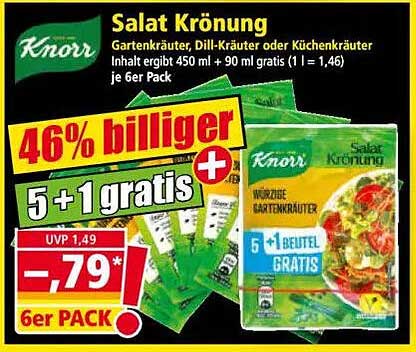 Knorr Salat Krönung 6er Pack – Gartenkräuter, Dill-Kräuter oder Küchenkraut