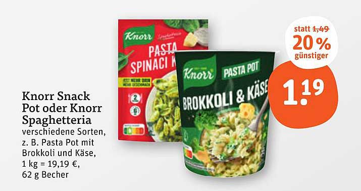 Knorr Snack Pot oder Knorr Spaghetteria - Verschiedene Sorten
