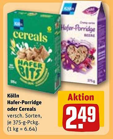 Kölln Hafer-Porridge oder Cereals - Verschiedene Sorten, je 375-g-Pckg.