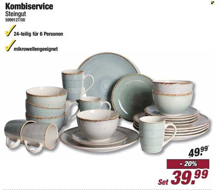 Kombiservice Steingut 24-teilig für 6 Personen