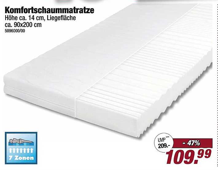 Komfortschaummatratze 90x200 cm - Hochwertiger Schlafkomfort
