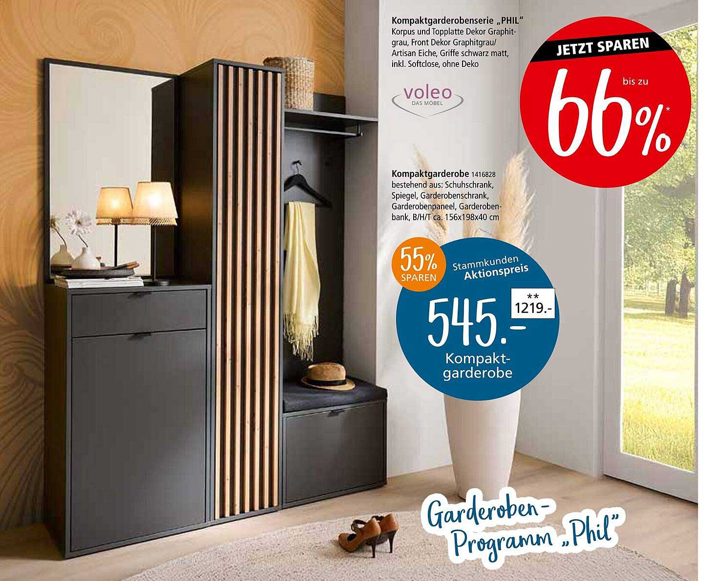 Kompaktgarderobe „Phil“ - 55% sparen!
