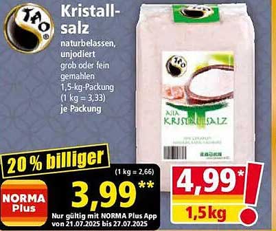 Kristallsalz - naturbelassen, unjodiert, grob oder fein gemahlen