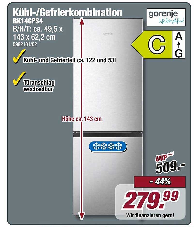 Kühl-/Gefrierkombination RK14CPS4 von Gorenje