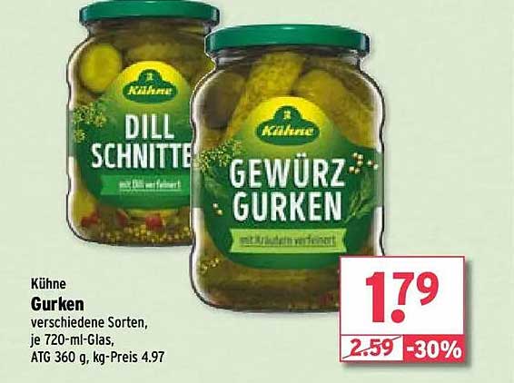 Kühne Gurken verschiedene Sorten, je 720-ml-Glas