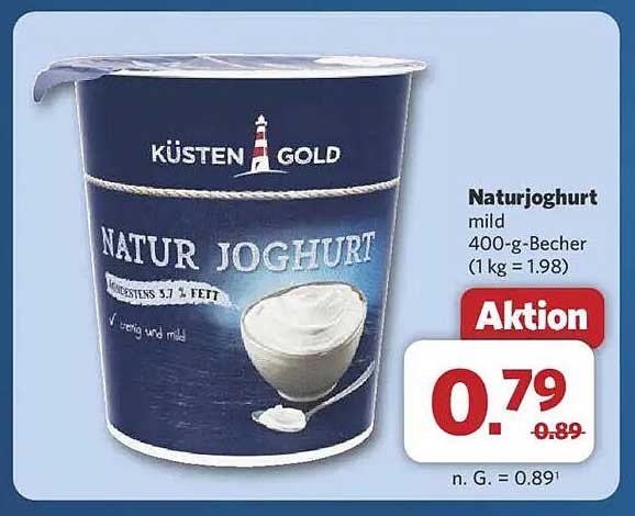 KÜSTEN GOLD Naturjoghurt mild 400-g-Becher