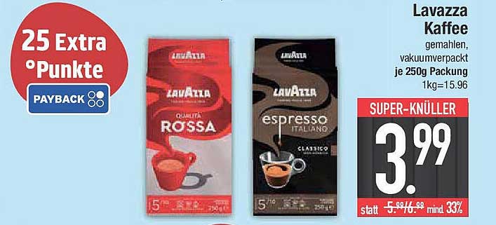 Lavazza Kaffee gemahlen, vakuumverpackt je 250g Packung
