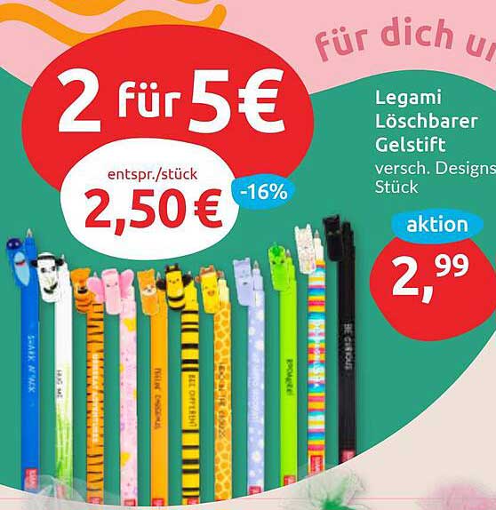 Legami Löschbarer Gelstift – 2 für 5 €