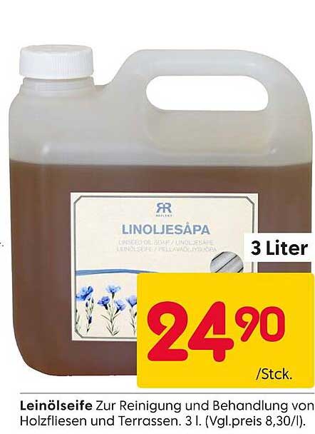 Leinölseife zur Reinigung und Behandlung von Holzfliesen und Terrassen - 3 Liter