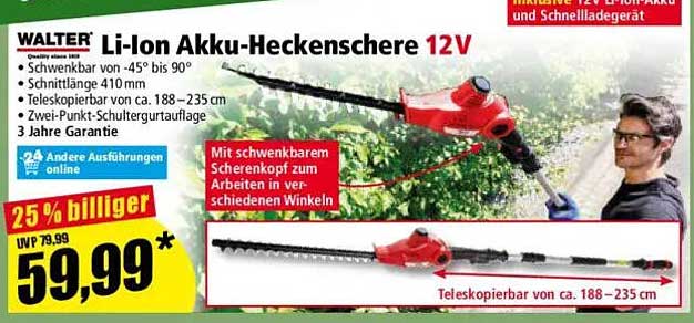 Li-Ion Akku-Heckenmaschine 12V von WALTER