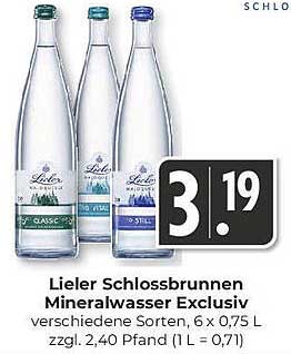 Lieler Schlossbrunnen Mineralwasser Exclusiv 6 x 0,75 L