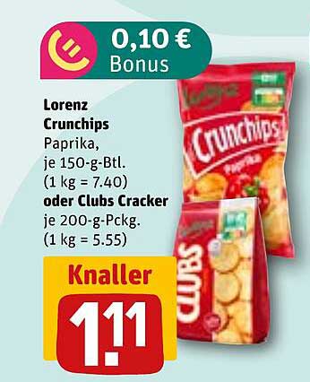 Lorenz Crunchips Paprika oder Clubs Cracker
