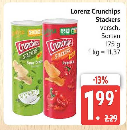 Lorenz Crunchips Stackers - verschiedene Sorten 175 g