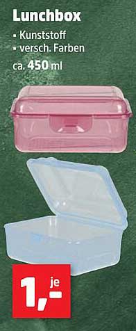 Lunchbox - Kunststoff, verschiedene Farben, ca. 450 ml
