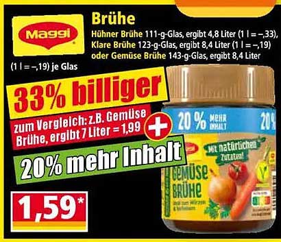 Maggi Brühe 111-g-Glas – Jetzt 33% billiger!