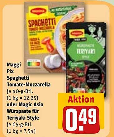 Maggi Fix Spaghetti Tomaten-Mozzarella oder Magic Asia Würzpaste für Teriyaki Style