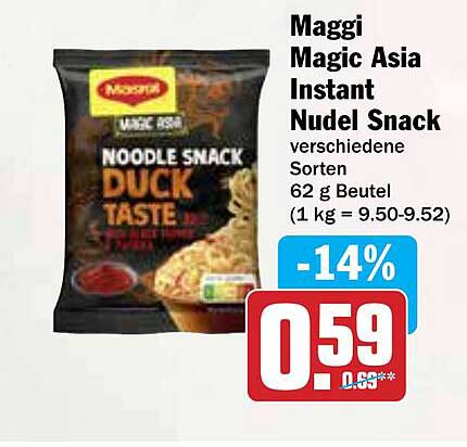 Maggi Magic Asia Instant Nudel Snack - Duck Taste, 62 g Beutel