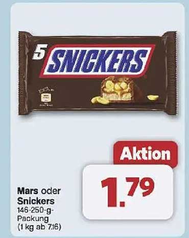 Mars oder Snickers – 5er Packung für nur 1,79 €
