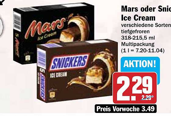 Mars oder Snickers Ice Cream - verschiedene Sorten