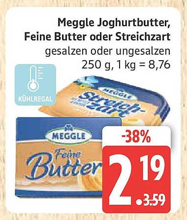 Meggle Joghurtbutter, Feine Butter oder Streichzart 250 g