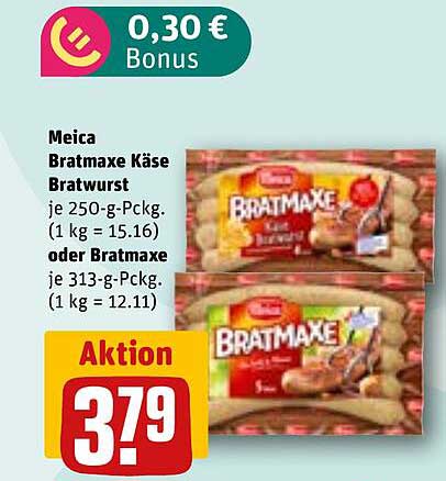 Meica Bratmaxe Käse Bratwurst 250 g oder 313 g