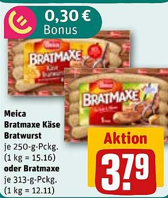 Meica Bratmaxe Käse Bratwurst - jetzt im Angebot!
