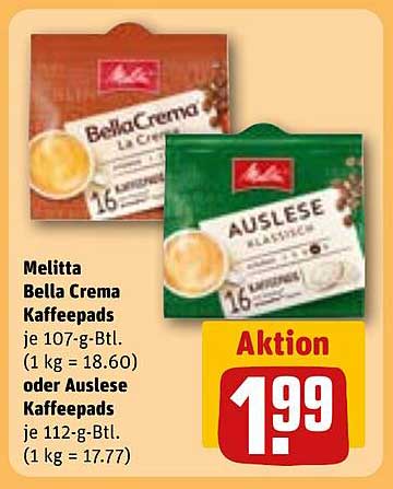 Melitta Bella Crema und Auslese Kaffeepads zum Aktionspreis