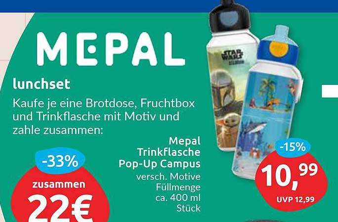 Mepal Lunchset - Brotdose, Fruchtbox und Trinkflasche im Set