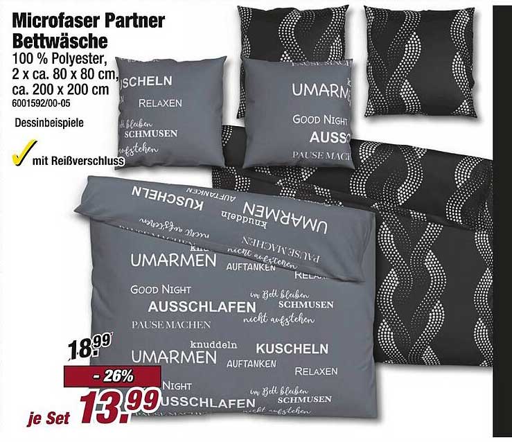 Microfaser Partner Bettwäsche Set 200 x 200 cm