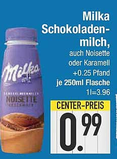Milka Schokoladenmilch, auch Noisette oder Karamell