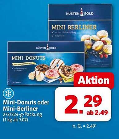 Mini-Donuts oder Mini-Berliner - Küsten Gold 273/324 g-Packung