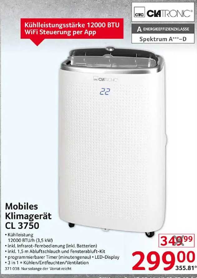 Mobiles Klimagerät CL 3750 - 12000 BTU mit WiFi Steuerung