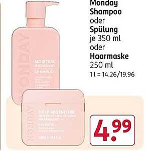 Monday Shampoo oder Spülung je 350 ml oder Haarmaske 250 ml