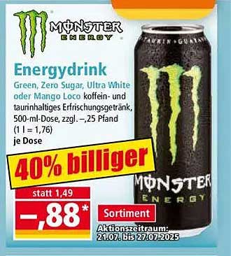 Monster Energy Getränk - Green, Zero Sugar, Ultra White oder Mango Loco