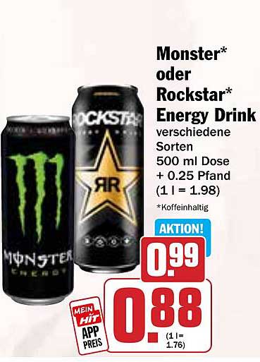 Monster* oder Rockstar* Energy Drink 500 ml Dose