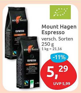 Mount Hagen Espresso - verschiedene Sorten 250 g