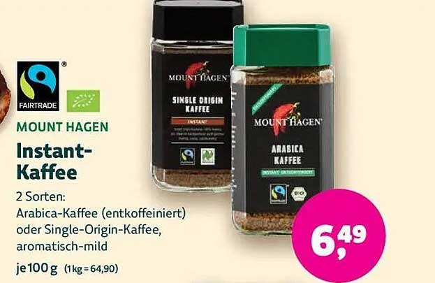Mount Hagen Instant-Kaffee - 2 Sorten: Arabica-Kaffee oder Single-Origin-Kaffee