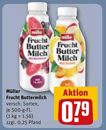 Müller Frucht Buttermilch -verschiedene Sorten, je 500-g-Fl.
