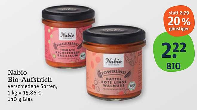 Nabio Bio-Aufstrich - verschiedene Sorten