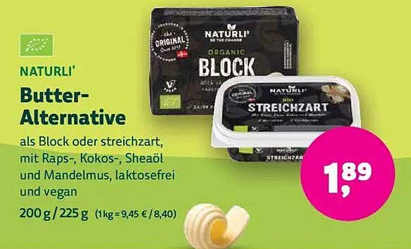 NATURLI Butter-Alternative als Block oder streichzart