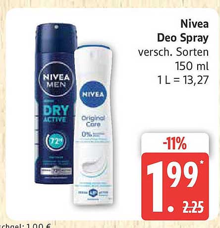 Nivea Deo Spray verschiedene Sorten 150 ml