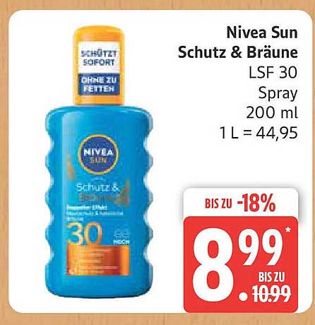Nivea Sun Schutz & Bräune LSF 30 Spray 200 ml