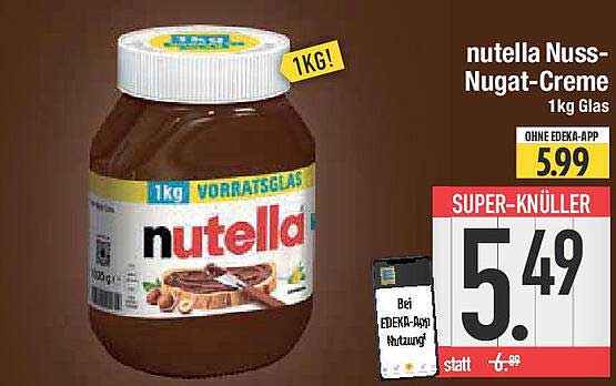 nutella Nuss-Nugat-Creme 1kg Glas