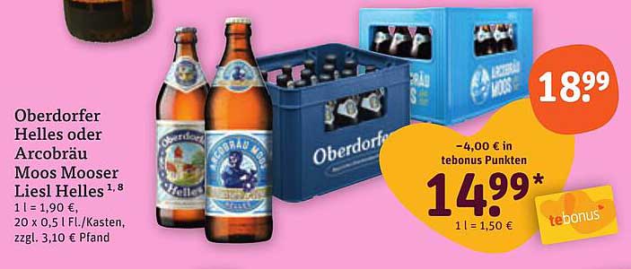 Oberdorfer Helles oder Arcobräu Moos Mooser Liesl Helles 1,8