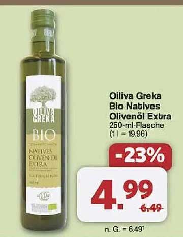 Oliva Greka Bio Natives Olivenöl Extra 250-ml-Flasche
