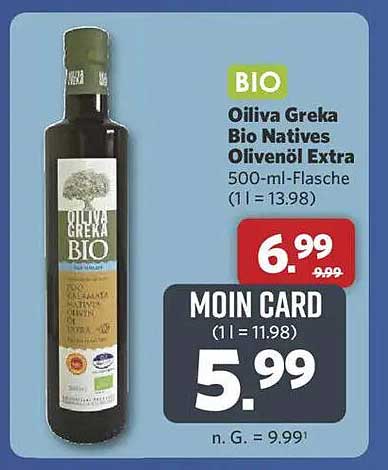Oliva Greka Bio Natives Olivenöl Extra 500-ml-Flasche